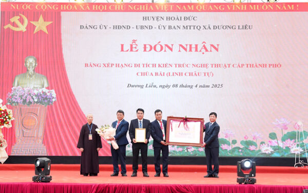 Chùa Bãi " Linh Châu tự", huyện Hoài Đức đón nhận bằng công nhận Di tích Kiến trúc nghệ thuật cấp thành phố
